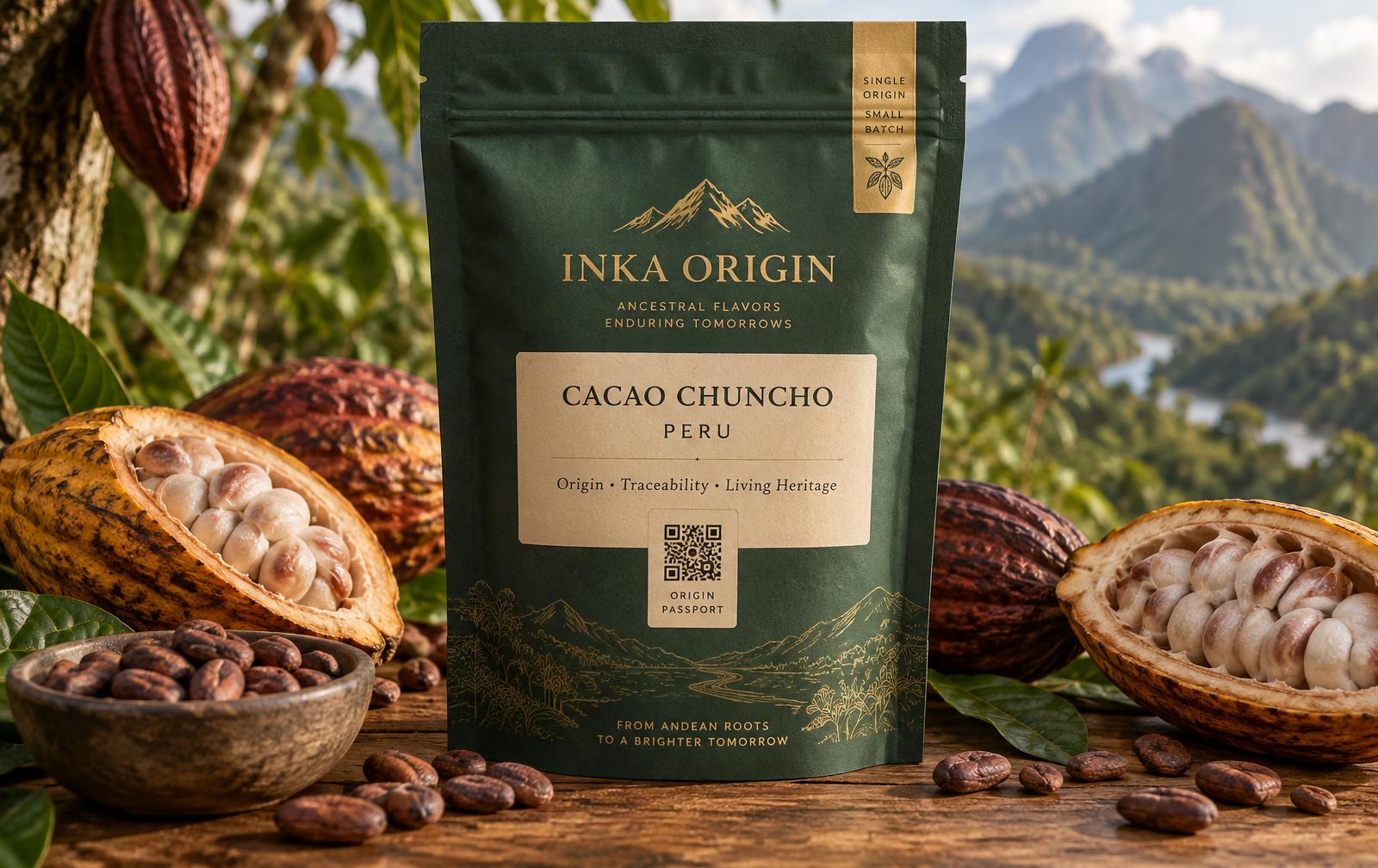 INKA ORIGIN Cacao Chuncho package with cacao pods